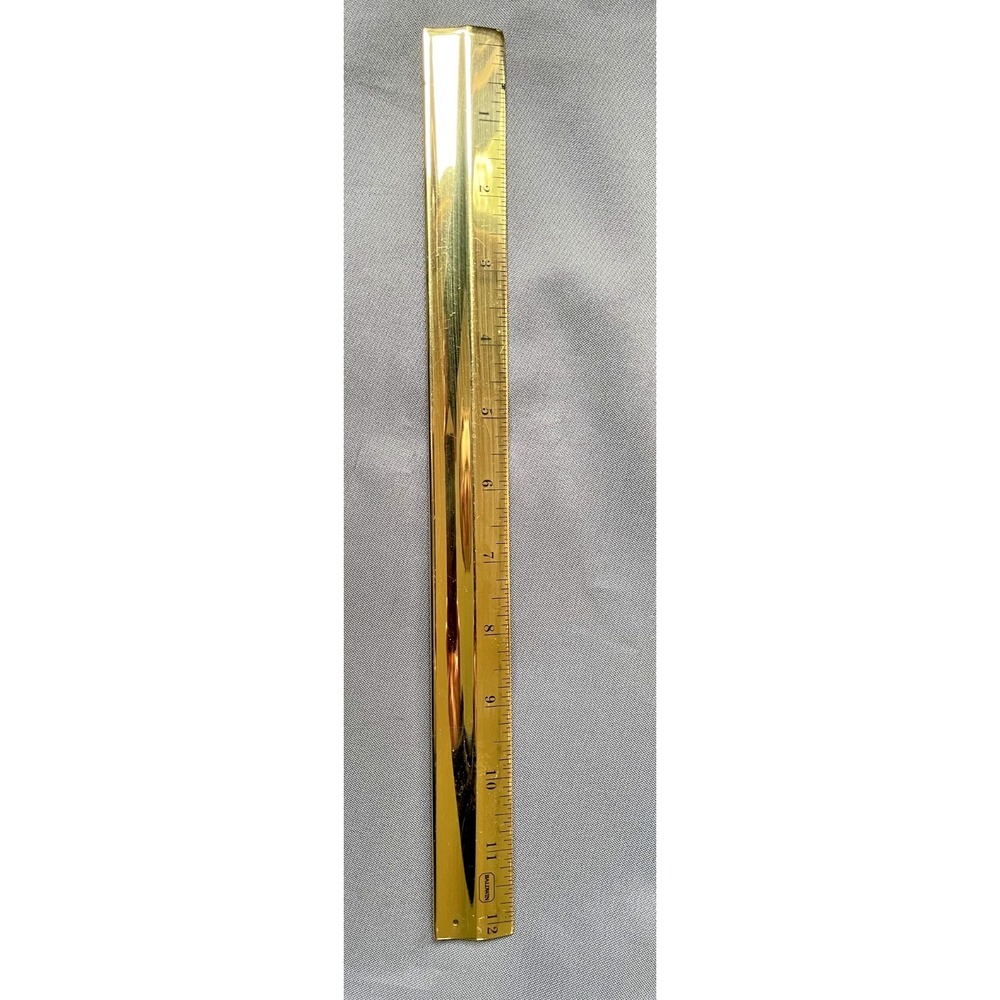 Nice Vintage Heavy Brass Ruler 12" BALDWIN Desk Paperweight